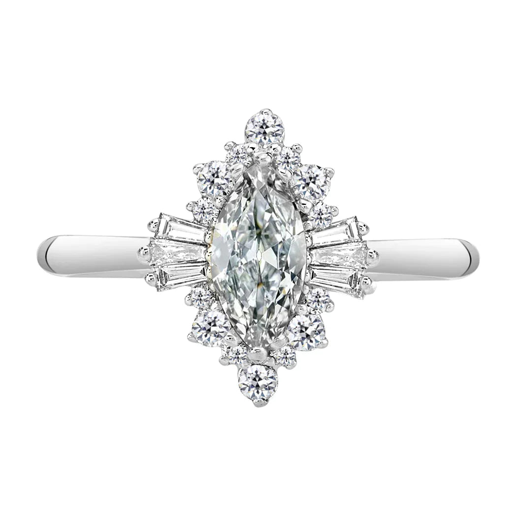 Halo-Ring 14 Karat Weißgold mit Diamant – Hauptansicht
