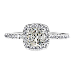 Old Mine Cut Halo-Verlobungsring – Diamant 3,50 Karat 14K