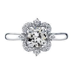 2 Karat Edler Diamant Halo-Fassung Ring in 14 Karat Weißgold