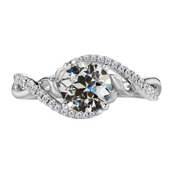 14K Weißgold Akzent-Solitär-Ring mit Edler Diamant – 2 Karat