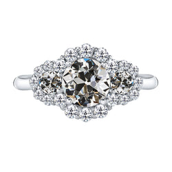 Diamant Halo-Ring – Antik-Kissen-Schliff 2 Karat 14 Karat