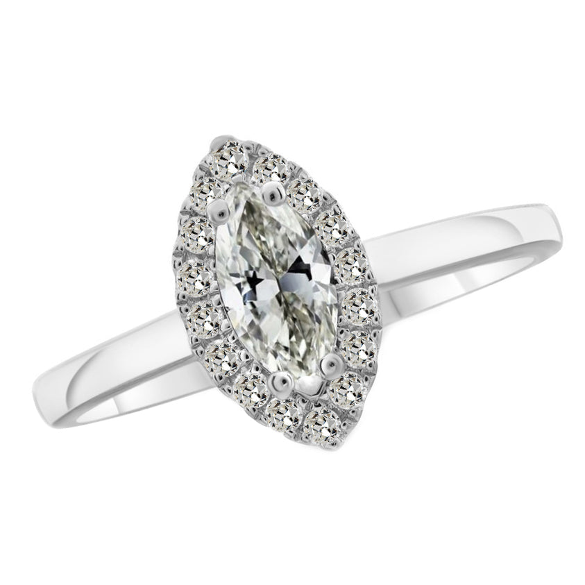 Halo-Verlobungsring 14 Karat Weißgold mit Diamant – Hauptansicht