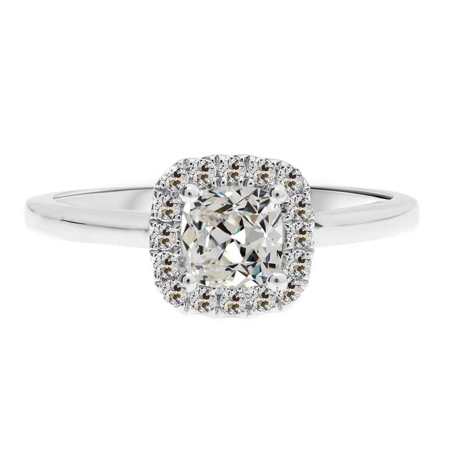 Edler Diamant Cushion Halo-Verlobungsring in 14 Karat Weißgold – Hauptansicht