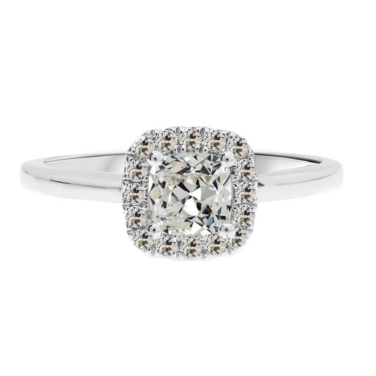 Edler Diamant Cushion Halo-Verlobungsring in 14 Karat Weißgold – Hauptansicht
