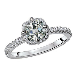 Halo-Verlobungsring 14K Weißgold – Edler Diamant Cushion 5 Karat