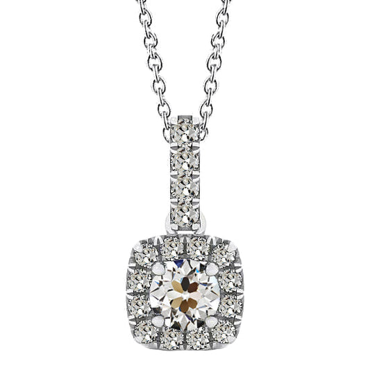 Antik-Kissen-Schliff Diamant Ring in 14K Weißgold – Hauptansicht
