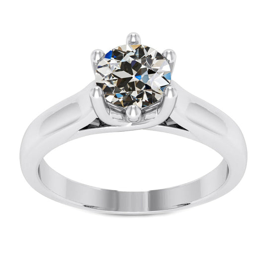 Diamant Antik-Kissen-Schliff Solitär-Ring in 14 Karat Weißgold – Hauptansicht