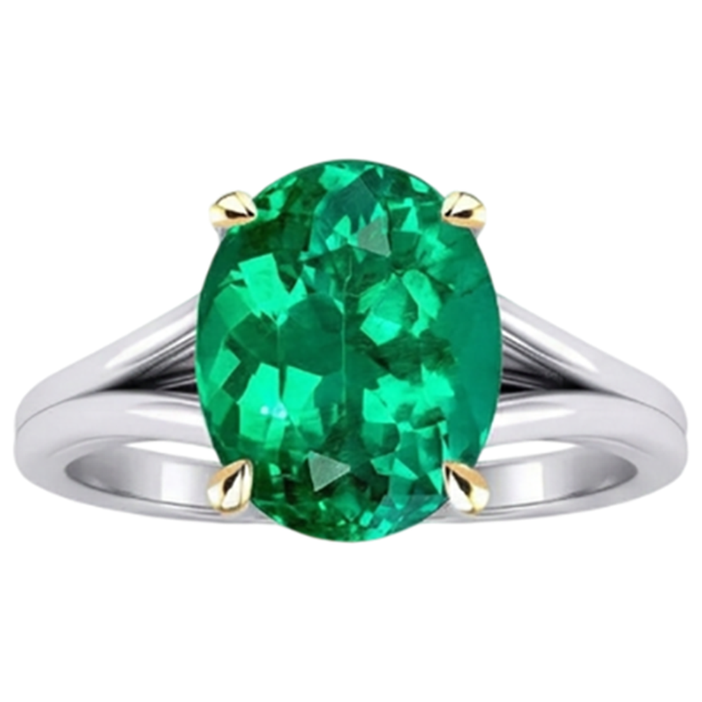 Exquisiter Edler Smaragd Farbstein-Ring 3,50 Karat – Profilansicht