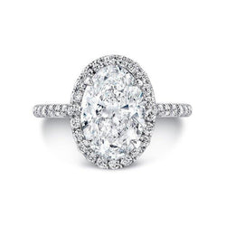 Oval Cut 5.01 Karat Halo Echt Aus der Erde Abgebauter Natürlicher Diamanten Verlobungsring 14K Weißgold