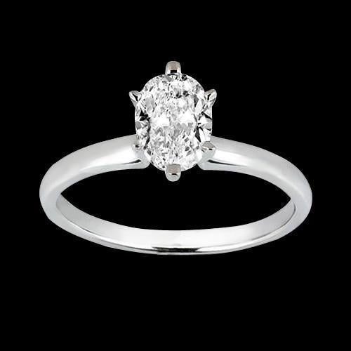 Oval Cut Echt DiamantSolitaire Damenring 1.01 Karat Weißgold 14K