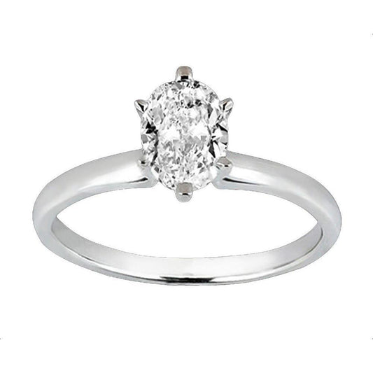 Oval Cut Echt DiamantSolitaire Damenring 1.01 Karat Weißgold 14K