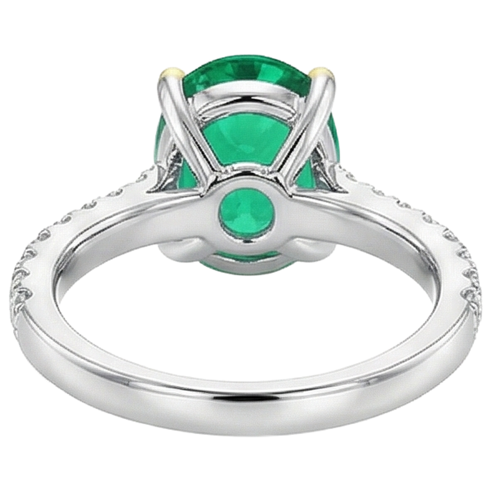 Naturreiner Edler Smaragd Farbstein-Ring – Rückansicht