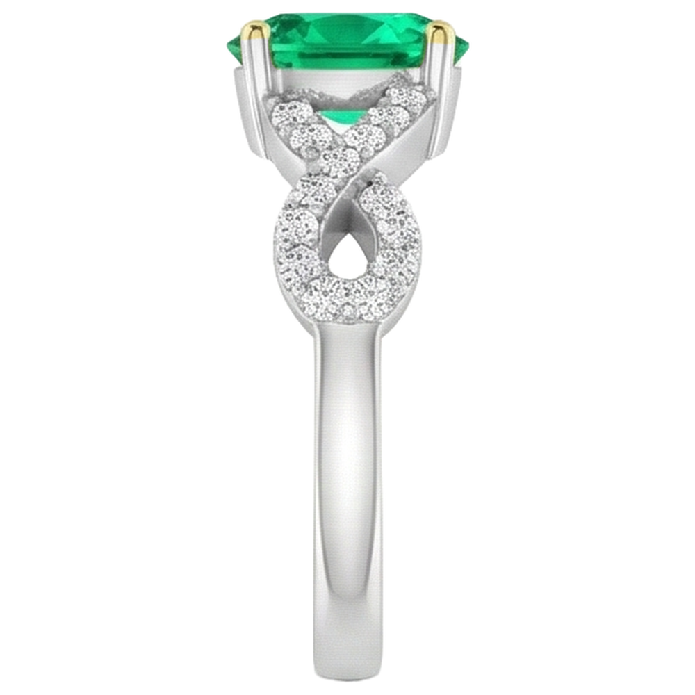 Edler Smaragd Oval-Schliff Farbstein-Ring in Bicolor 14K Gold – Draufsicht