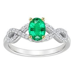 Bicolor 14K Gold Jubiläumsband Edler Smaragd Farbstein-Ring 1
