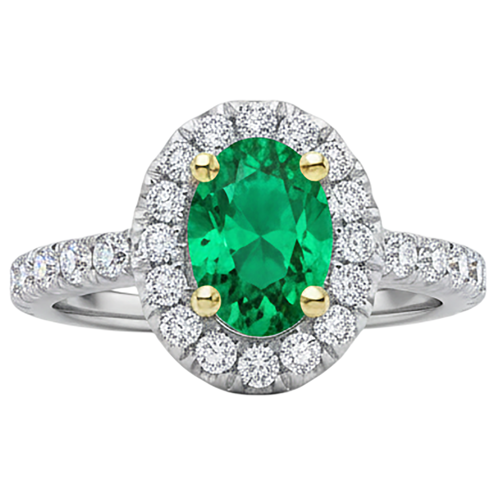 Naturreiner Kolumbianischer Smaragd Schmuckstein-Ring 2,50 Karat 14 Karat Zweifarbig Gold – Seitenansicht