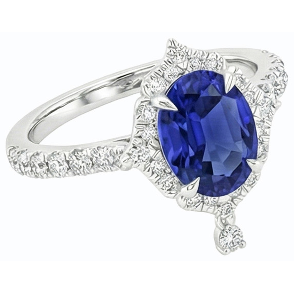 echter oval diamant 5.50Karat ring Profilansicht