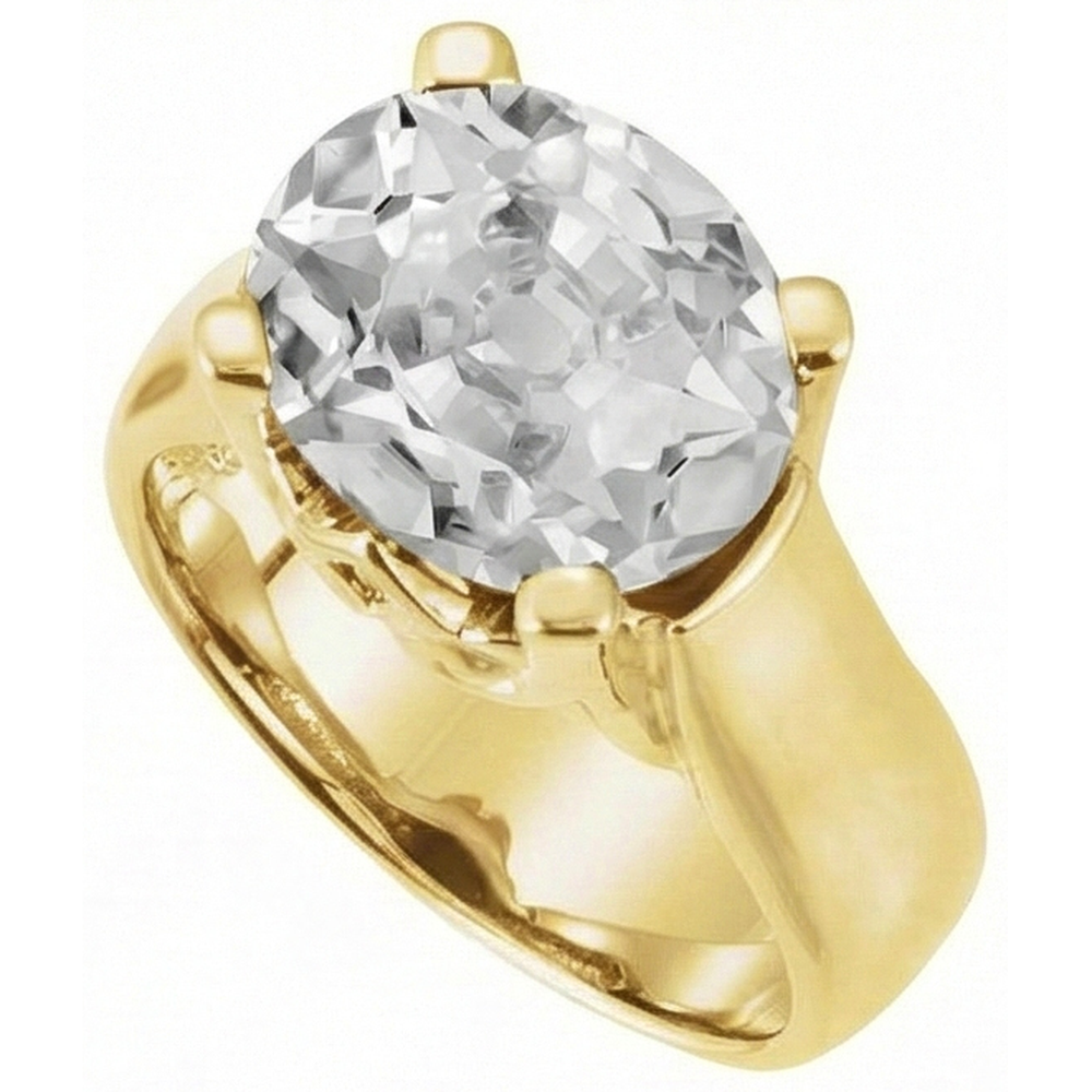 Diamant Antik-Kissen-Schliff Solitär-Verlobungsring in 14K Gelbgold – Frontansicht