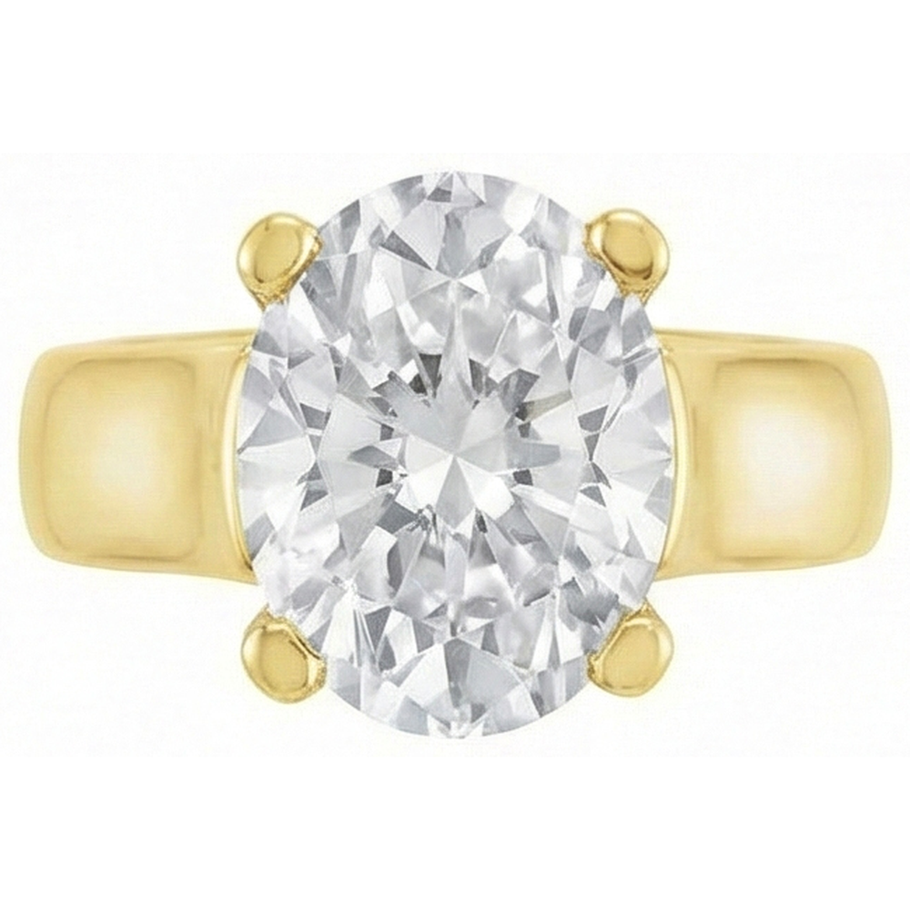 Diamant Solitär-Verlobungsring 5-Karat 14K Gelbgold – Schrägansicht