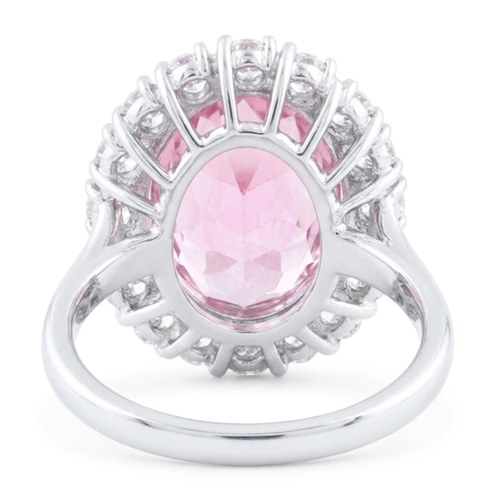 Oval Cut Pink Kunzit und runder Aus der Erde Abgebauter Natürlicher Diamant Ring Goldschmuck 22 Ct
