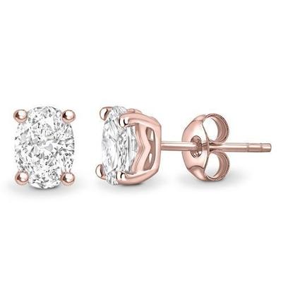 Oval Cut Prong Set 4.00 Karat Echt Diamanten Ohrstecker Roségold 14K