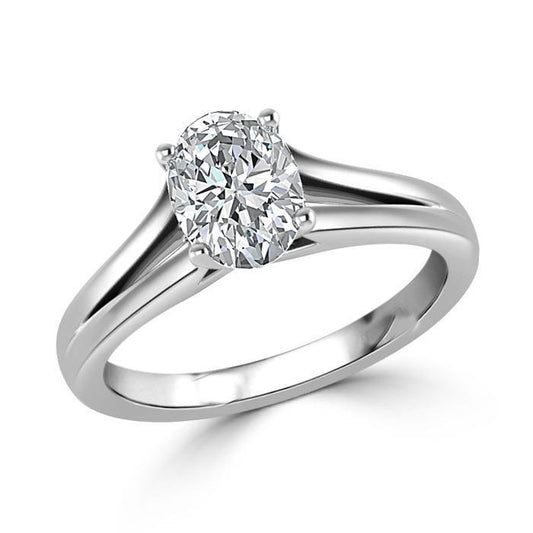 Oval Cut Solitaire 2,50 Karat Echt Diamant-Verlobungsring Weißgold 14K