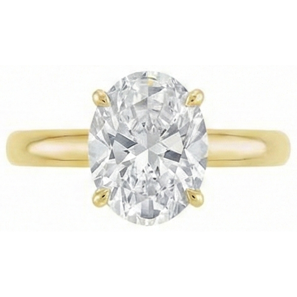 Naturreiner Diamant Solitär-Verlobungsring 4 Karat 14K Gelbgold – Profilansicht