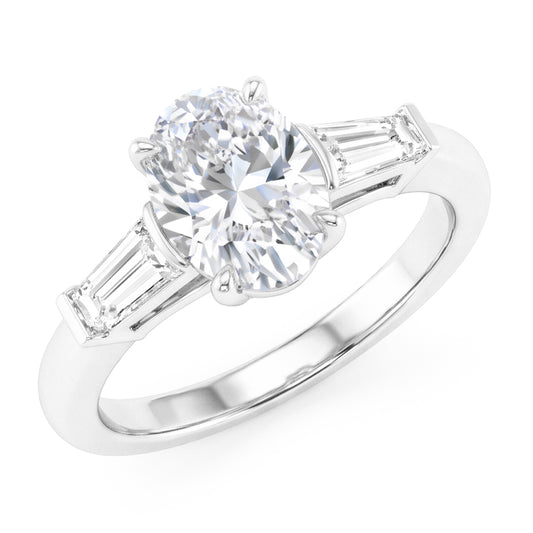 Oval Diamant Drei-Stein-Ring in 14K Weißgold – 3 Karat