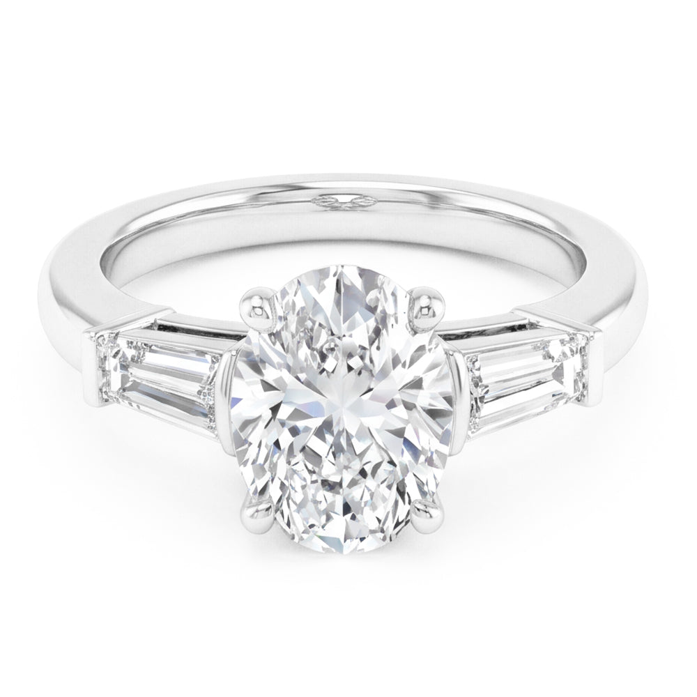Oval Diamant Drei-Stein-Ring in 14K Weißgold – 3 Karat