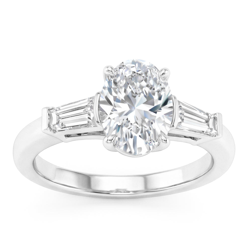 Oval Diamant Drei-Stein-Ring in 14K Weißgold – 3 Karat
