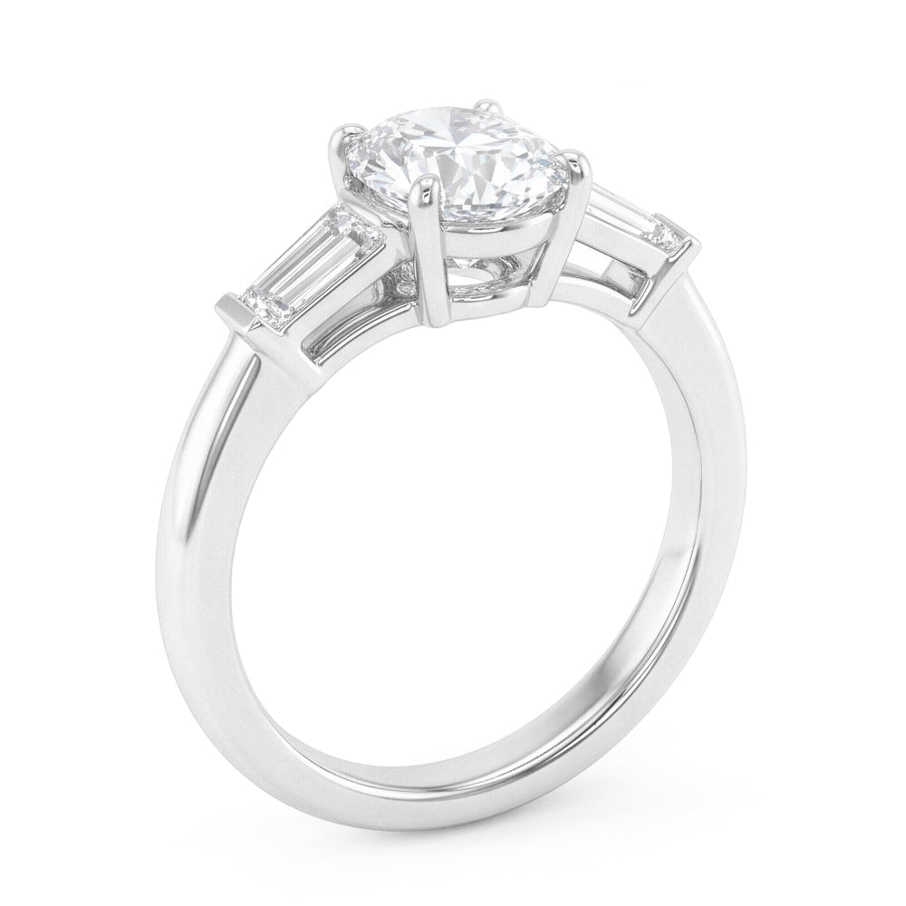 Oval Diamant Drei-Stein-Ring in 14K Weißgold – 3 Karat