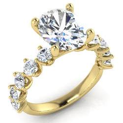 Oval Echter Diamant Ring Mit Akzenten Gelb Gold