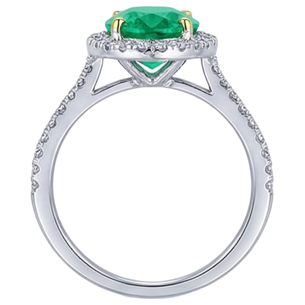 Edler Smaragd Edelstein-Ring 3,50-Karat Bicolor 14K Gold – Rückansicht