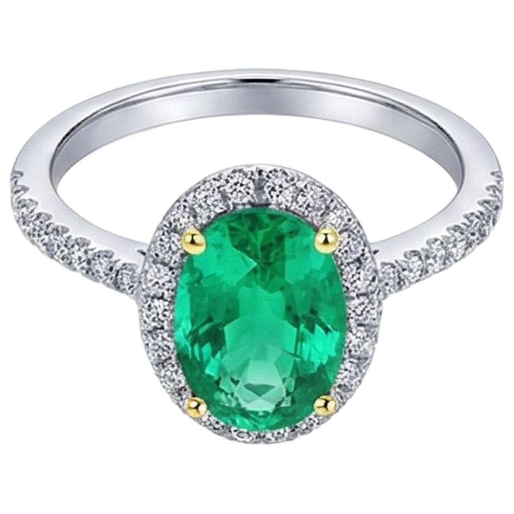 Erdgewonnener Edler Smaragd Edelstein-Ring – Seitenansicht
