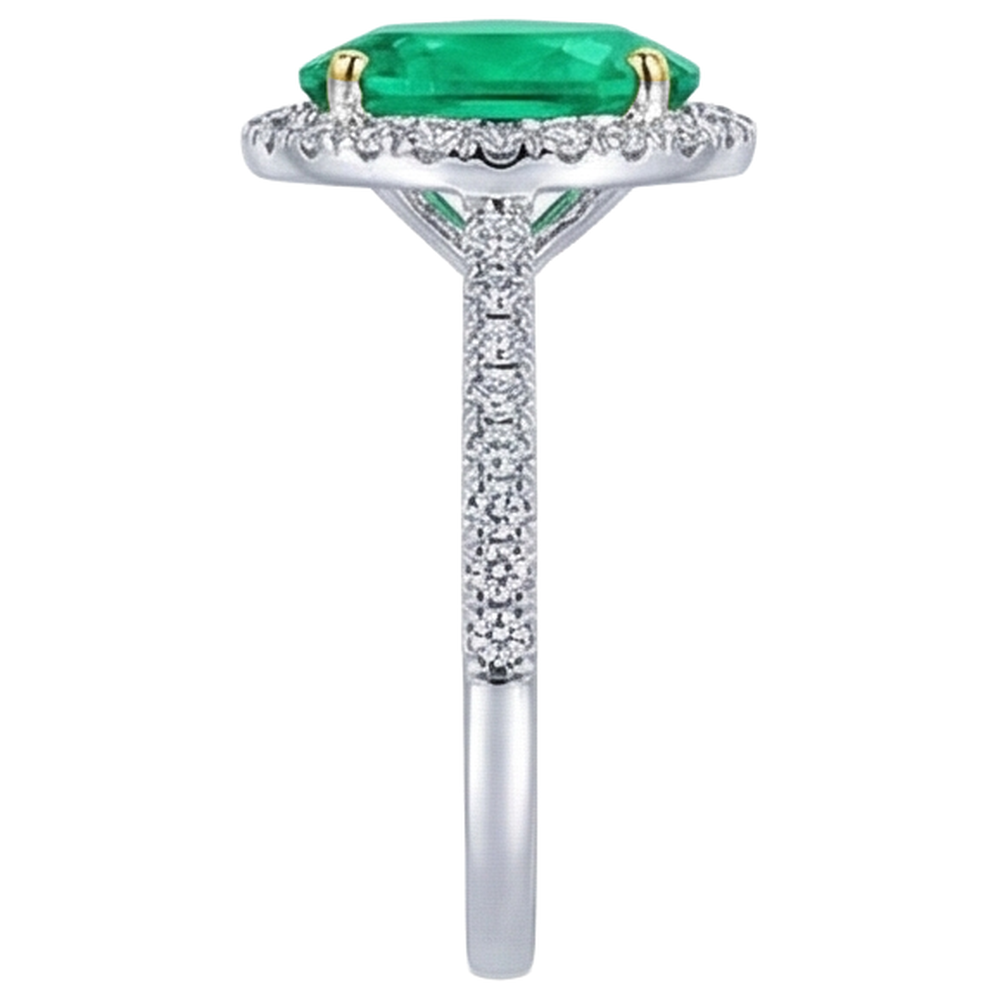 Erdgewonnener Edler Smaragd Edelstein-Ring 3,50 Karat Bicolor 14K Gold – Draufsicht