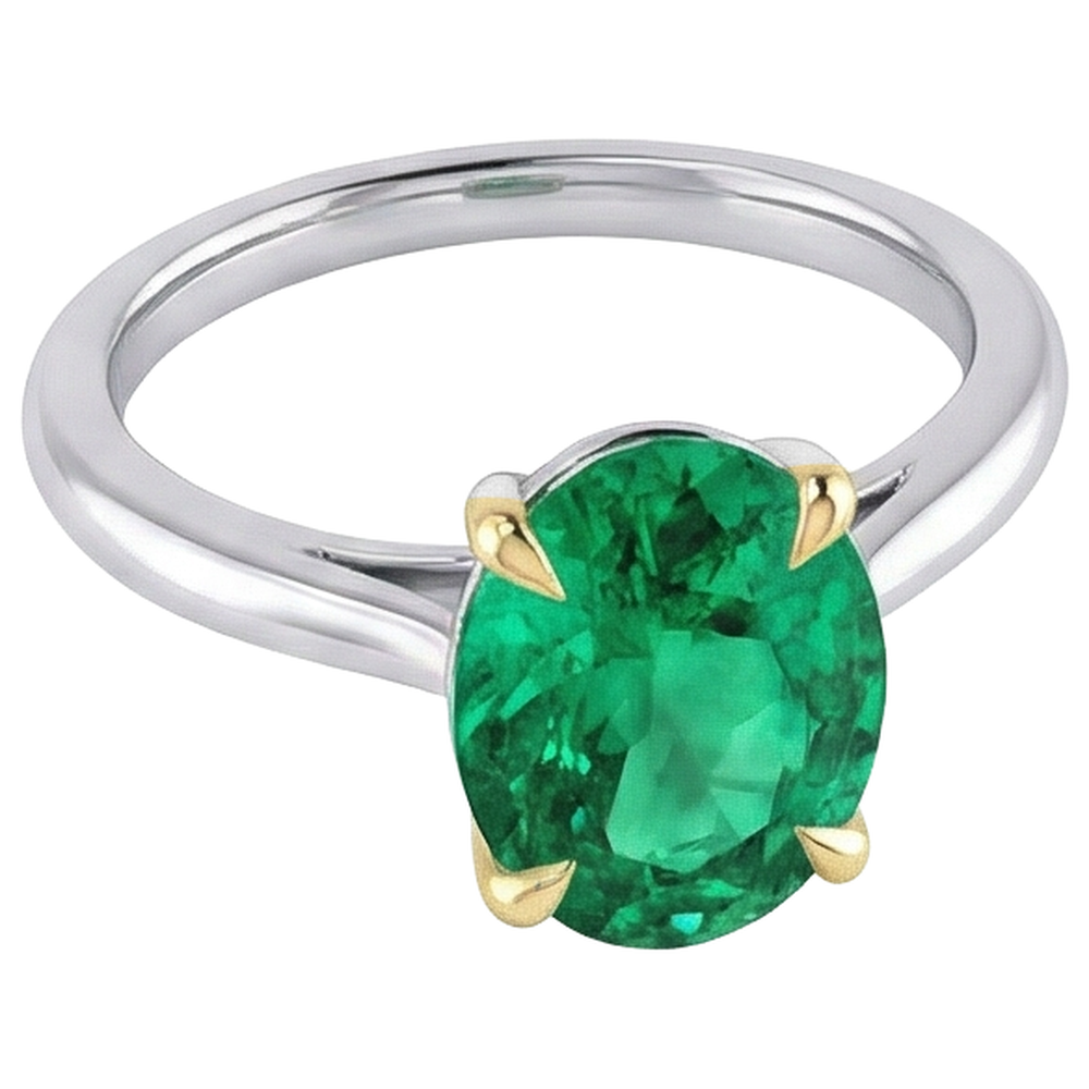 Echter Edler Smaragd Farbstein-Ring – Schrägansicht