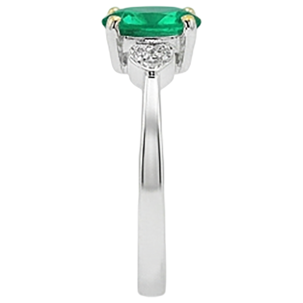 Smaragd Farbstein-Ring 2-Karat 14 Karat Zweifarbig Gold – Draufsicht