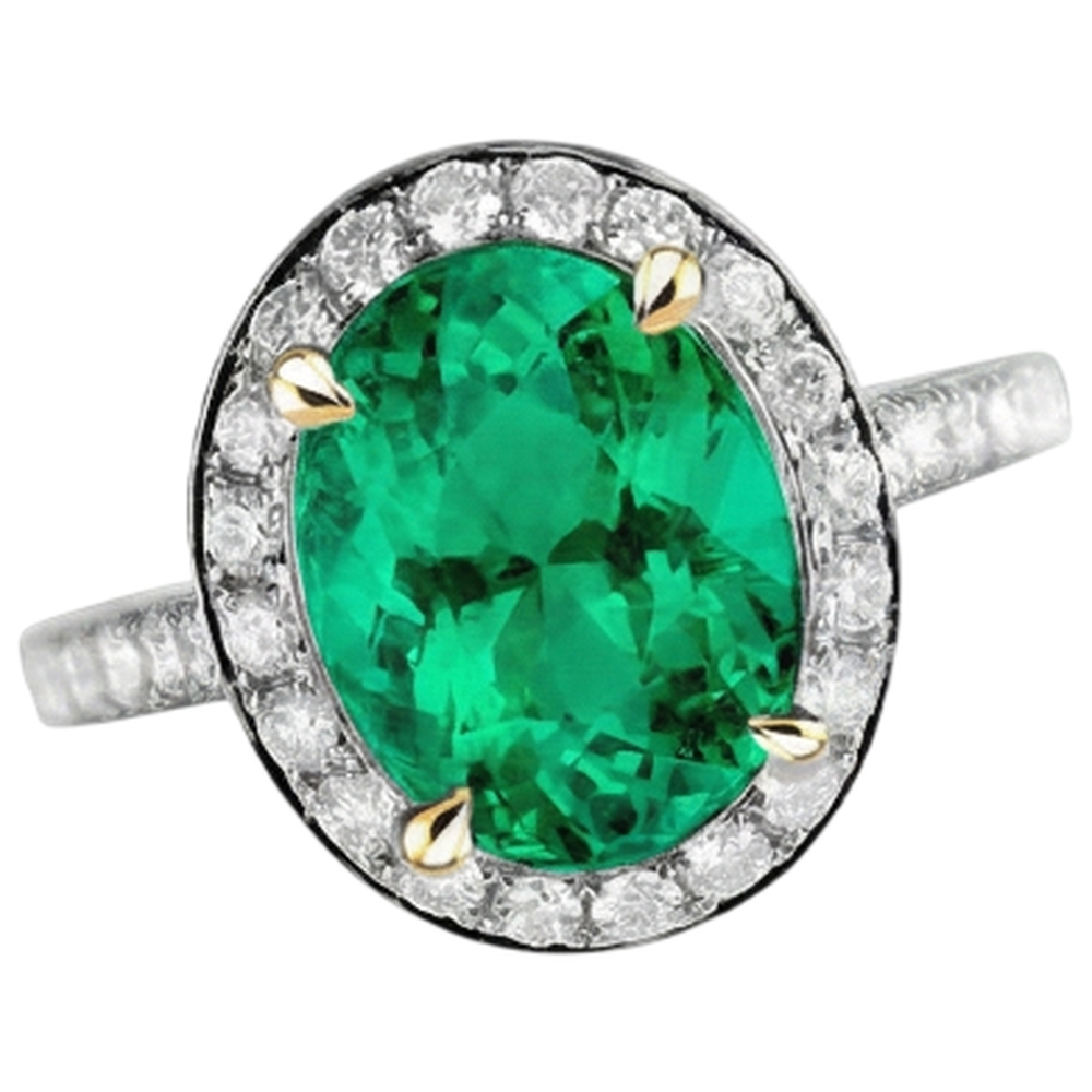 Edelstein-Ring 14K Gelbgold mit Kolumbianischer Smaragd – Seitenansicht