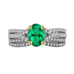 Zweifarbiges 14K Gold GIA-Geprüft Edler Smaragd Edelstein-Ring