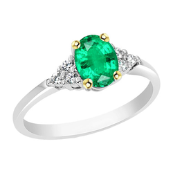 Smaragd Schmuckstein-Ring – GIA-Geprüft 2 Karat Bicolor 14K Gold