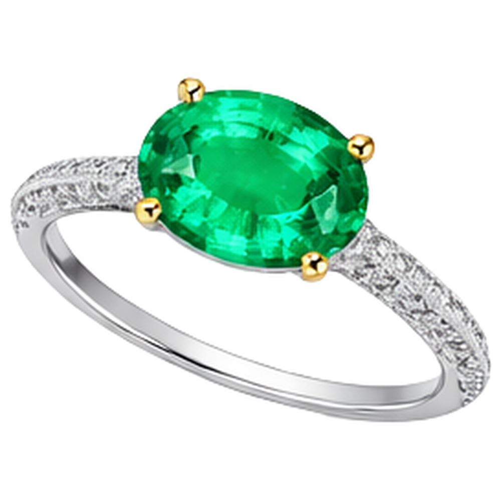 Smaragd Oval-Schliff Schmuckstein-Ring in Bicolor 14K Gold – Seitenansicht