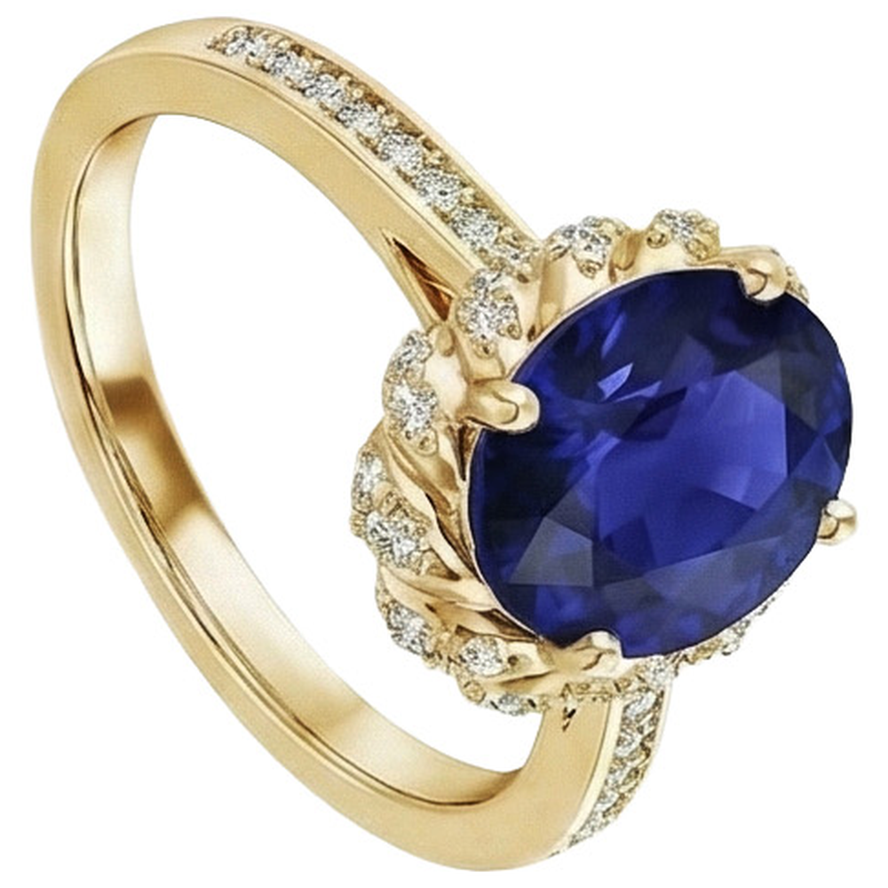 echter oval diamant 7Karat ring Draufsicht