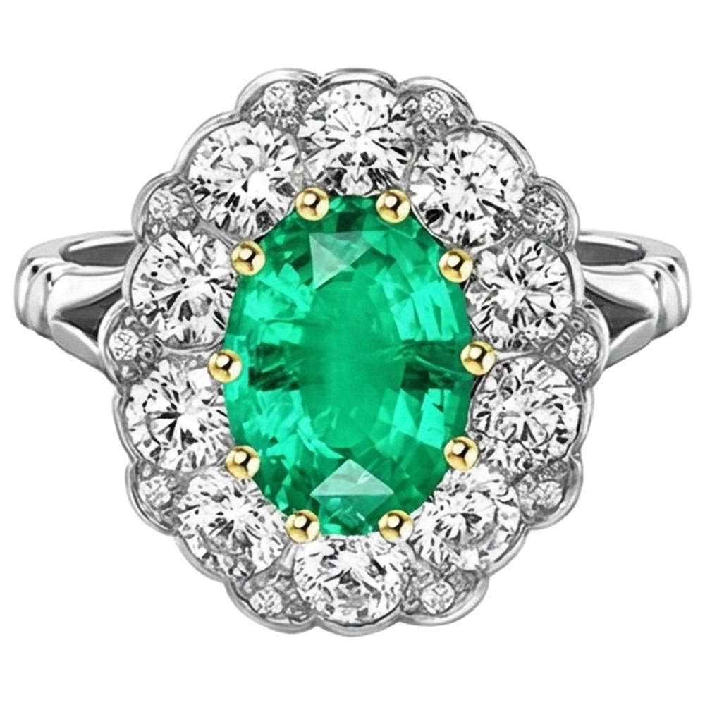 Naturreiner Smaragd Edelstein-Ring – Seitenansicht