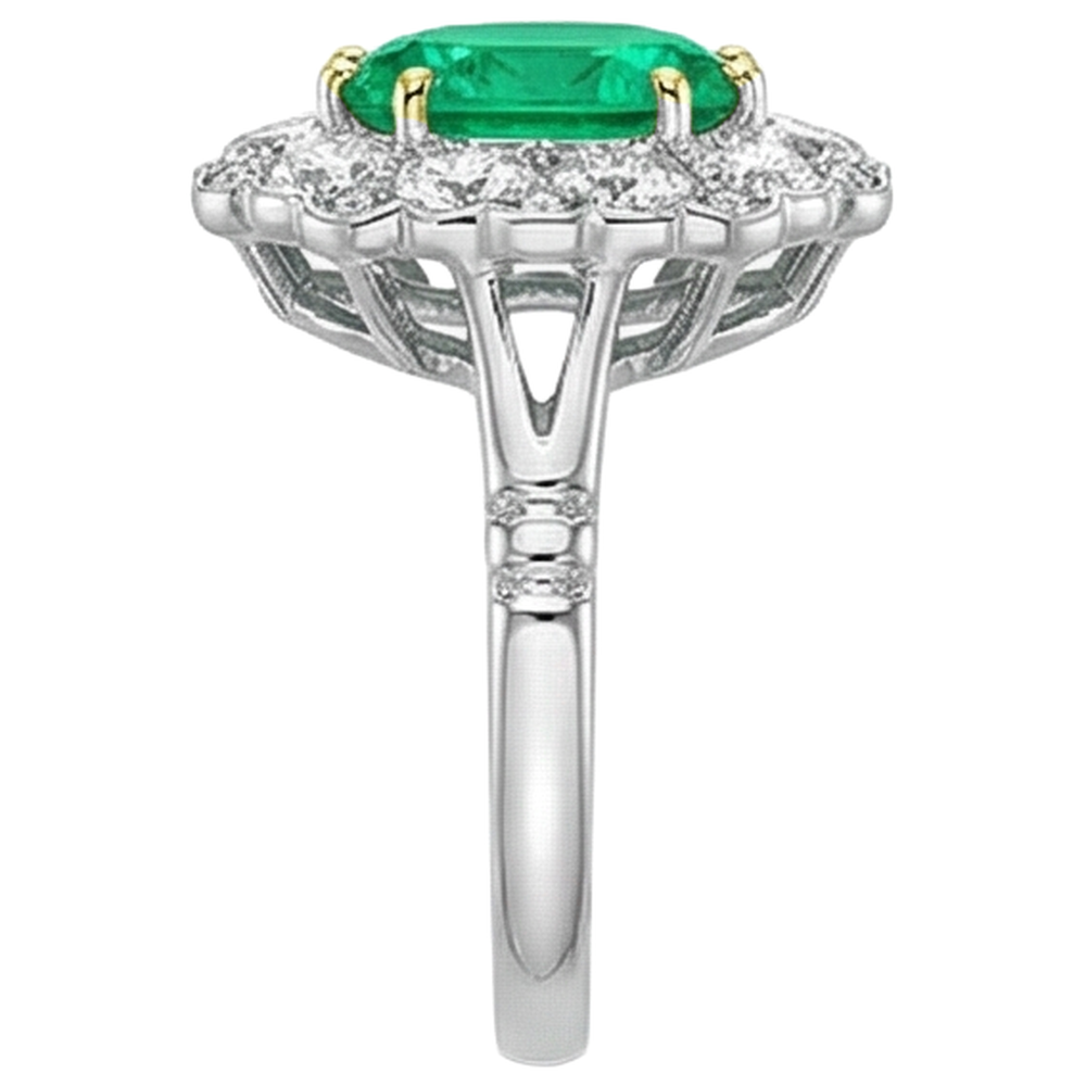 Glänzender Smaragd Edelstein-Ring 2 Karat – Draufsicht