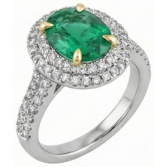Brillanter Smaragd Farbstein-Ring 3,50 Karat – Frontansicht