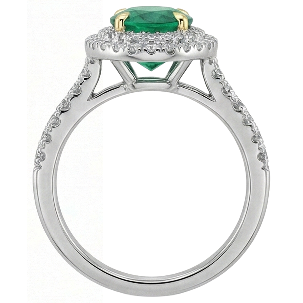 Erdgewonnener Smaragd Farbstein-Ring 3,50 Karat Bicolor 14K Gold – Draufsicht