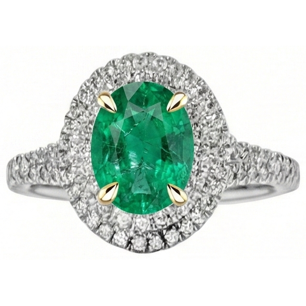 Farbstein-Ring Bicolor 14K Gold mit Smaragd – Seitenansicht
