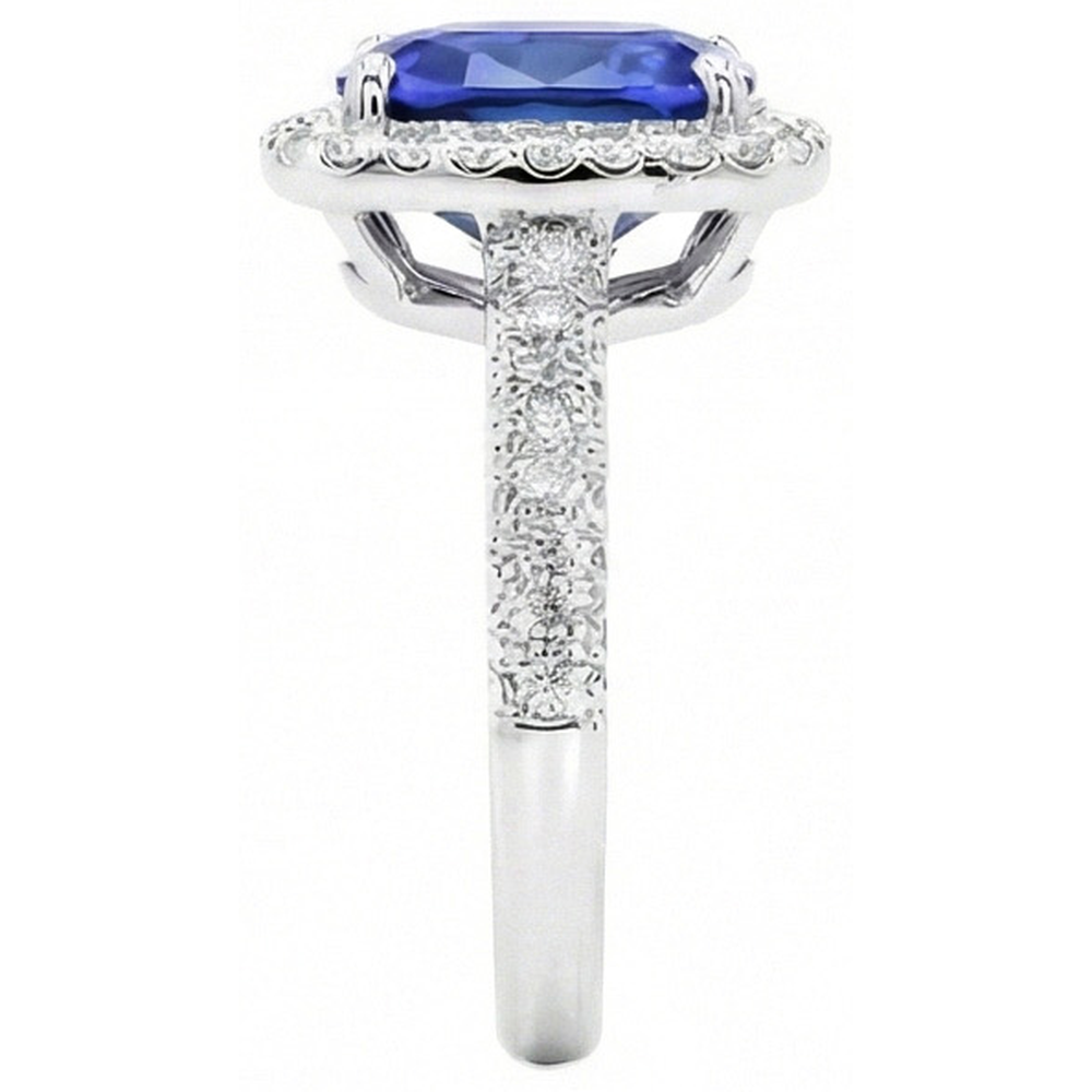Oval Halo Verlobungsring Sri Lanka Saphir & Aus der Erde Abgebauter Natürlicher Diamant 9 Karat Neu