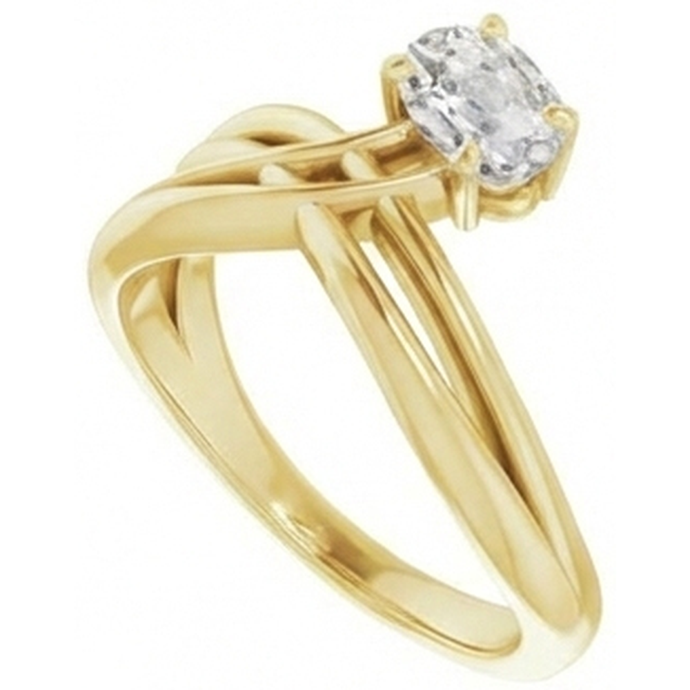 Solitär-Verlobungsring 14K Gelbgold mit Diamant – Frontansicht