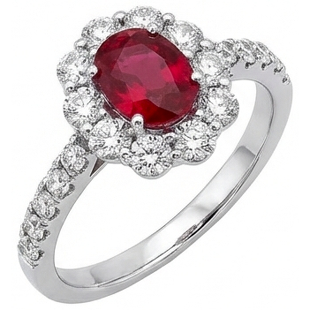 echter oval rubin 3.50Karat ring Vorderansicht