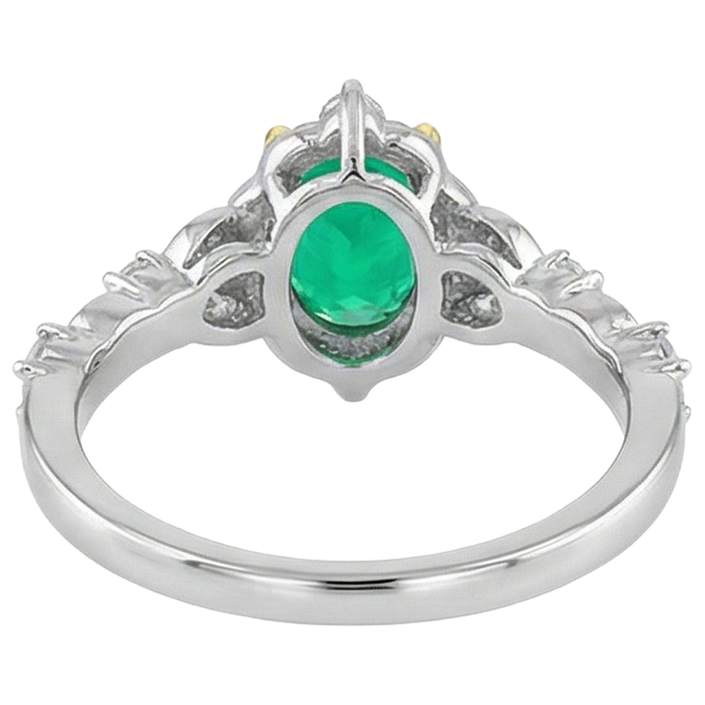Edelstein-Ring Zweifarbiges 14K Gold mit Edler Smaragd – Rückansicht